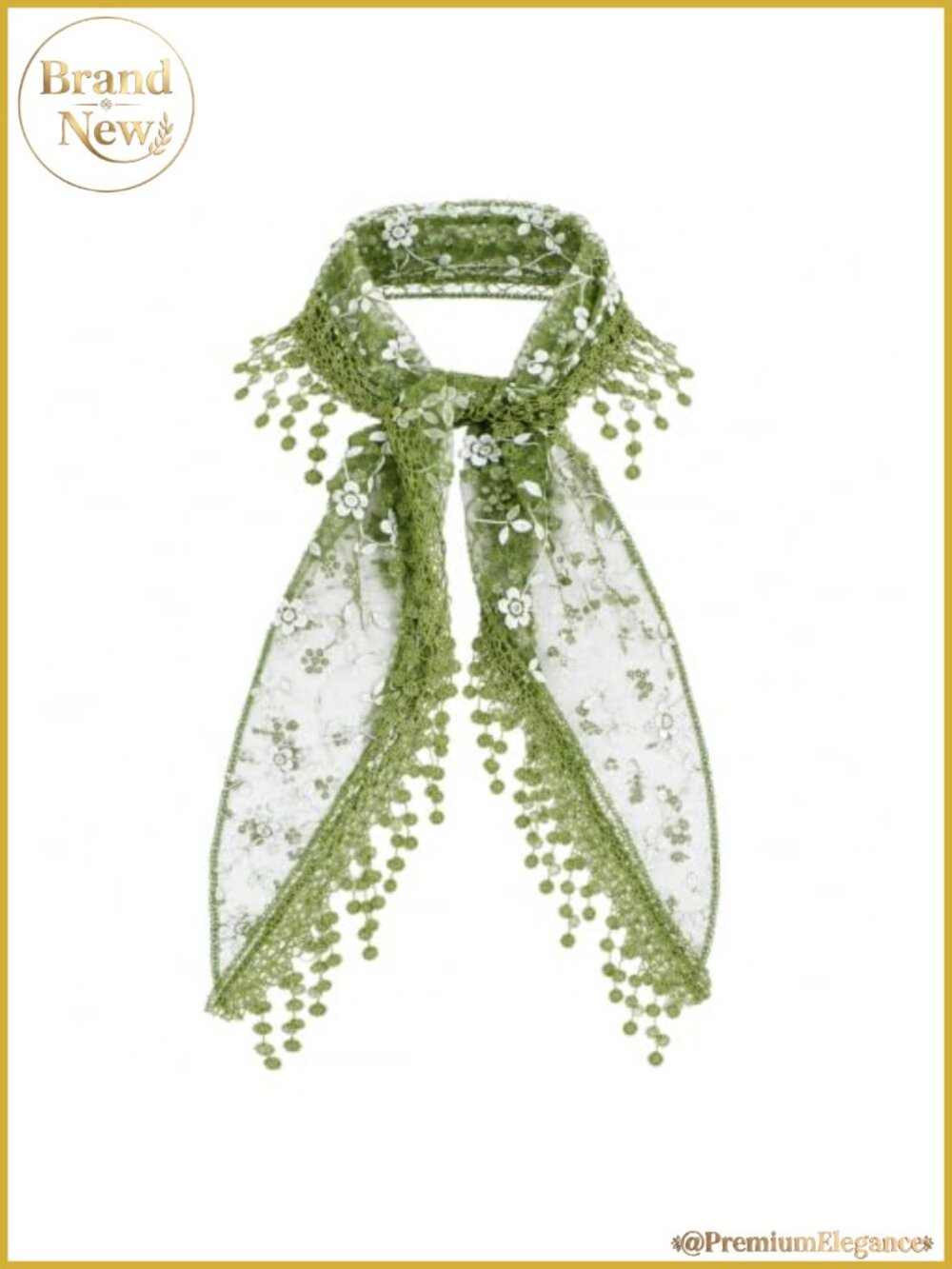 Lightweight Lace Triangle Shawl with Floral Leaf Pattern - Fashion Scarf Wrap